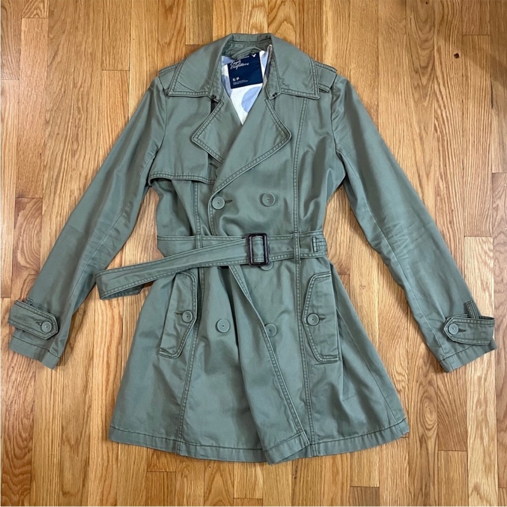 American Eagle Outfitters Women’s Olive Mid lenght Trench Coat